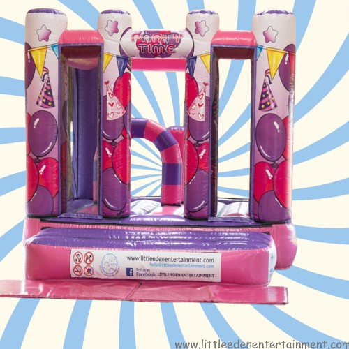 10ft x 12ft Pink & Purple Celebration Adventure Run Bouncy Castle