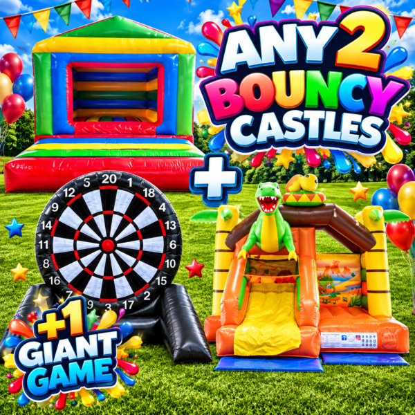 Triple Whammy! Any 2 Bouncy Castles & 1 Giant Game