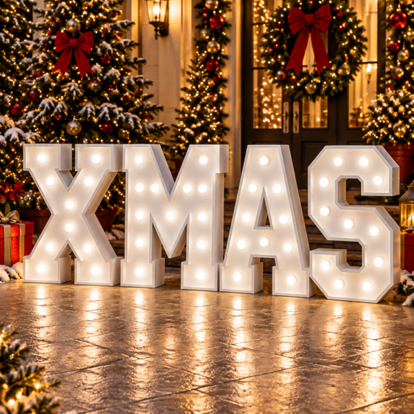 4ft White XMAS light up letters