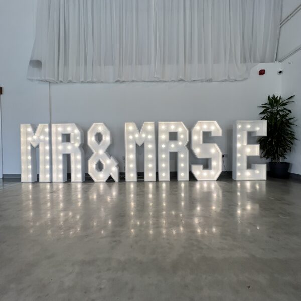 White Mr & Mrs (Plus Additional Letter) Light Up Letters